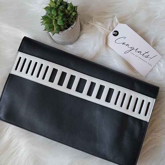 Vince. Black & White Clutch